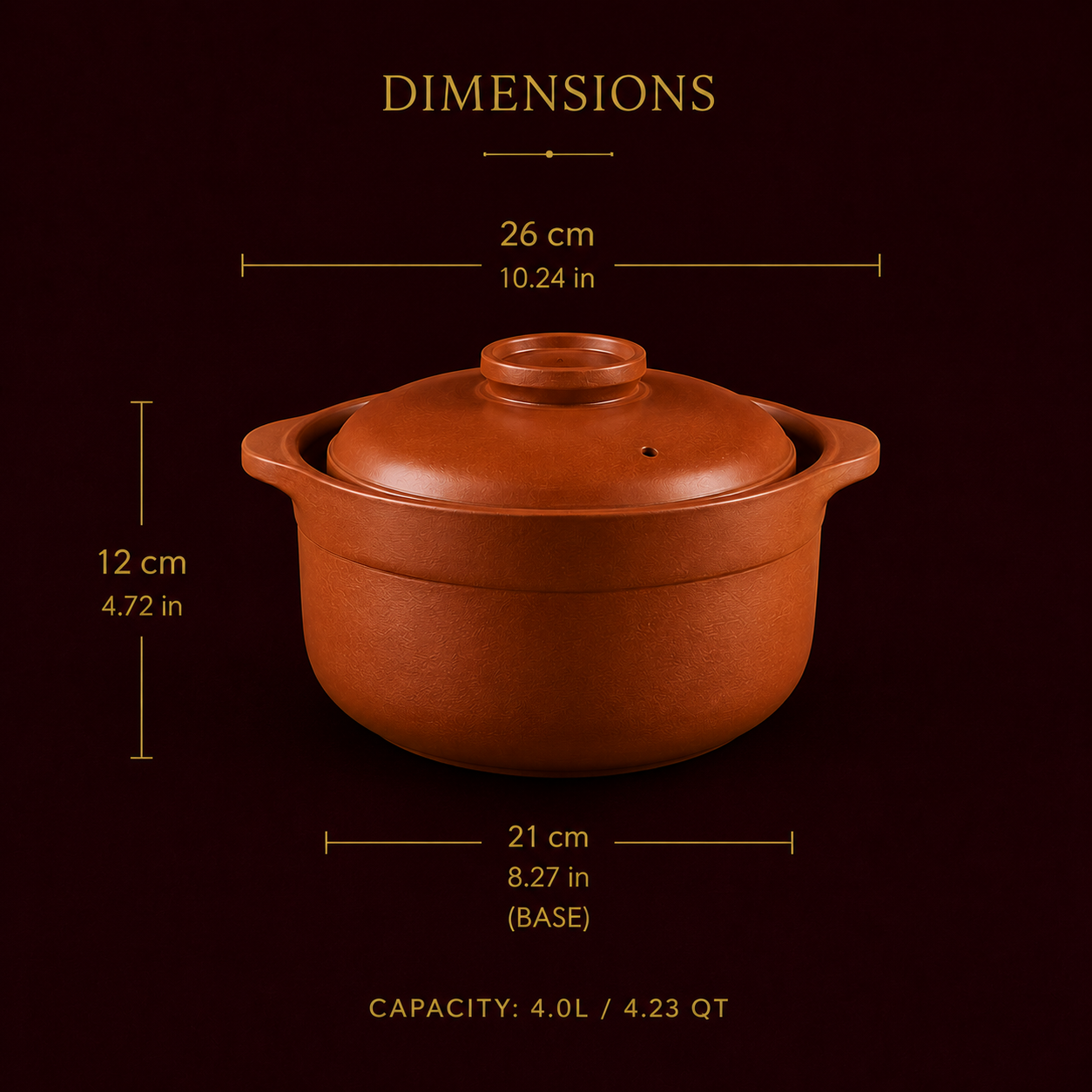 Terracotta Clay Dutch Oven — 4.0L | Non-Toxic