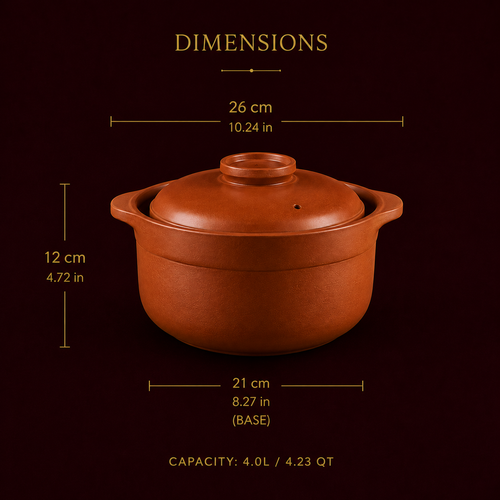 Terracotta Clay Dutch Oven — 4.0L | Non-Toxic